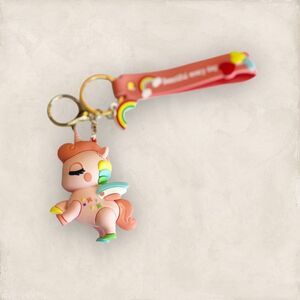 3D Blush Pink Unicorn Keychain Bag Charm Accessory Wristlet